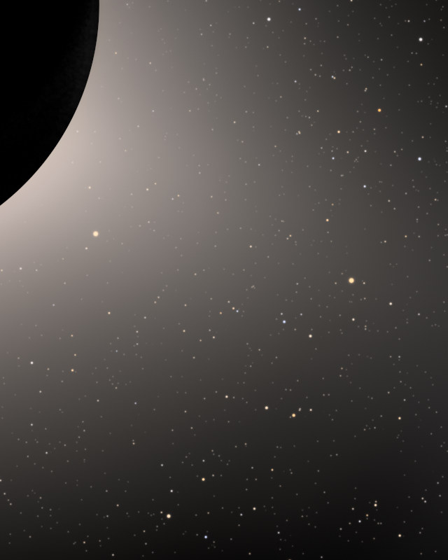 淡い光の中に散らばる星と、土星・海王星・火星 / Stars scattered in the soft glow, with Saturn, Neptune and Mars
