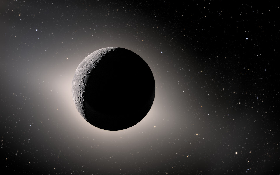 月の裏側から見た皆既日食 / Total solar eclipse seen from behind the Moon